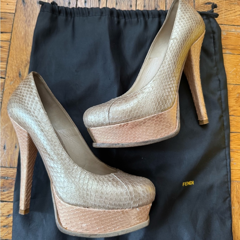Fendi Tan Platform Heels with Stiletto